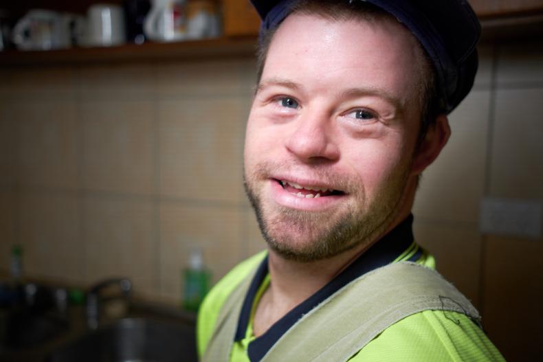 Man with disability smiling